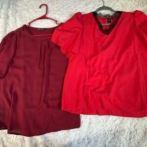 SHEIN Red and Burgundy Blouse Set